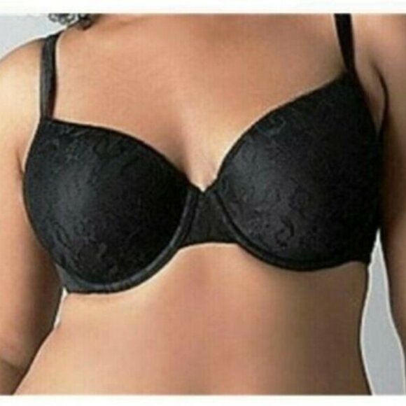 Lane Bryant Cacique Womens T Shirt Bra Lace Convertible Straps Size 44D Black - Picture 2 of 10